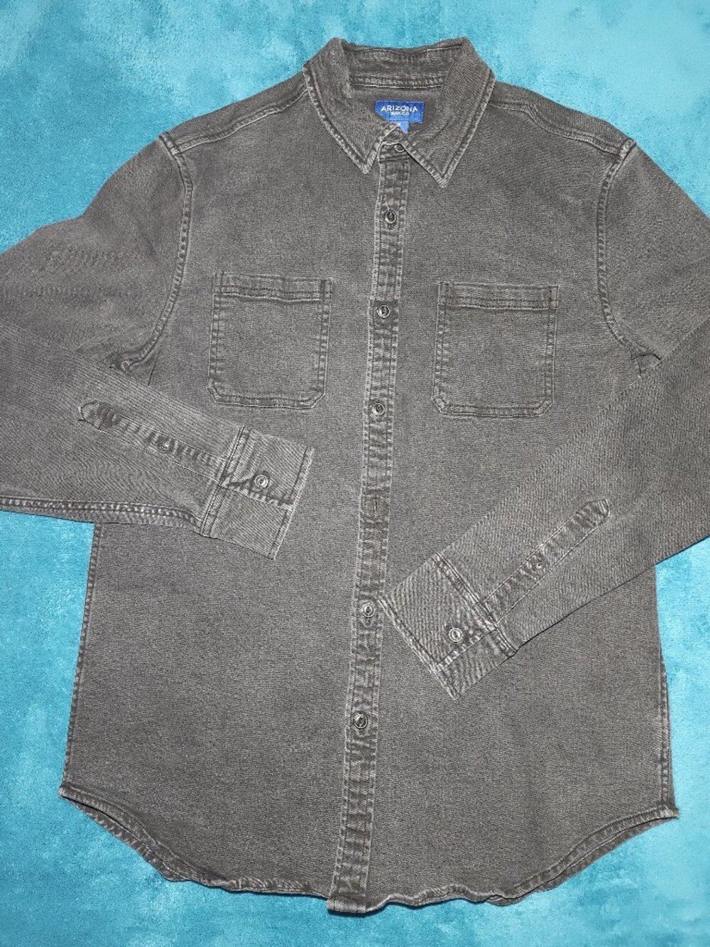 Arizona Jean Co Men's Black Denim Button Down Shirt Long Sleeve Size M